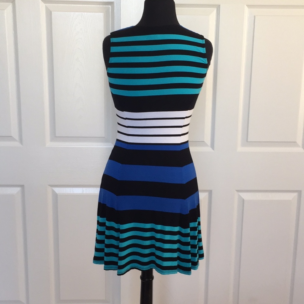 Aqua Striped Dress Size M - Picture 3 of 6